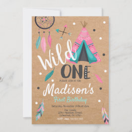 Wild One Dreamcatcher Teepee zum Geburtstag Einlad Einladung