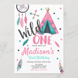 Wild One Dreamcatcher Teepee zum Geburtstag Einlad Einladung