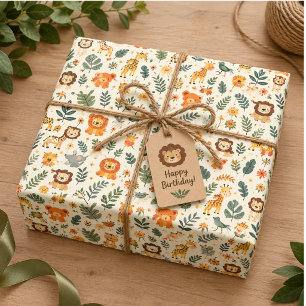 Wild One Dschungel-Abenteuer 1. Geburtstag Geschenkpapier