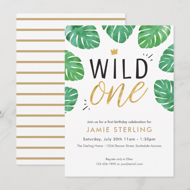 Wild One - Einladung zum ersten Geburtstag (Vorne/Hinten)