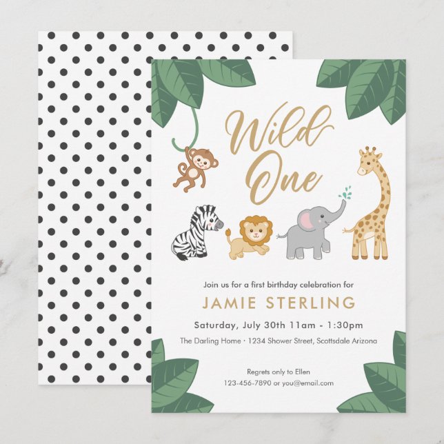 Wild One - Einladung zum ersten Geburtstag (Vorne/Hinten)