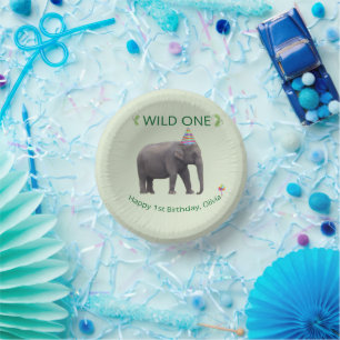 Wild One Elefant Geburtstagsdesign Pappteller