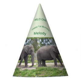 Wild One Elephant Birthday Cone Design Partyhütchen