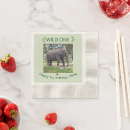 Wild One Elephant Birthday Table Accent  Serviette