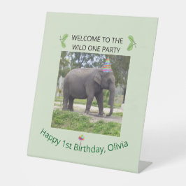 Wild One Elephant Party Welcome Sign Sockelschild