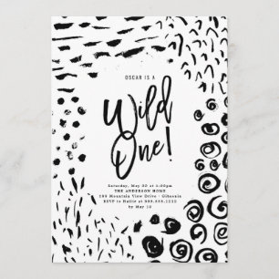 Wild One First Birthday Animal Print Einladung
