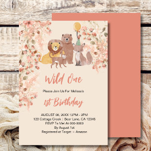 Wild One First Birthday Boho Safari Pink Blush Einladung
