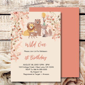 Wild One First Birthday Boho Safari Pink Blush Einladung