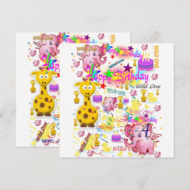 Wild One First Birthday Card Einladung (Vorne/Hinten)