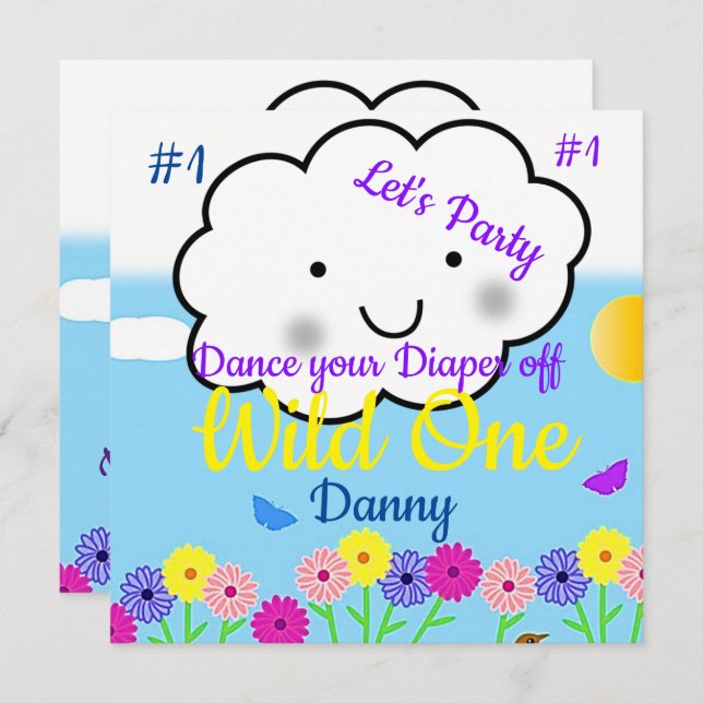 Wild One First Birthday Card Einladung (Vorne/Hinten)