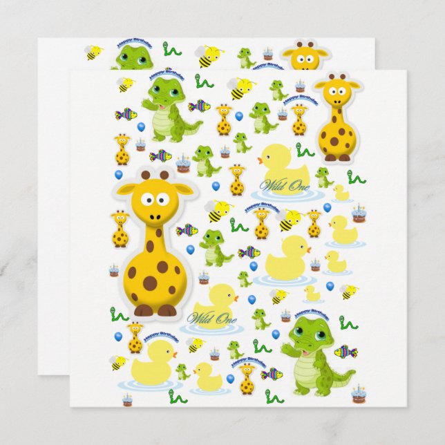 Wild One First Birthday Card Einladung (Vorne/Hinten)