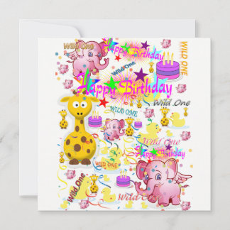 Wild One First Birthday Card Einladung