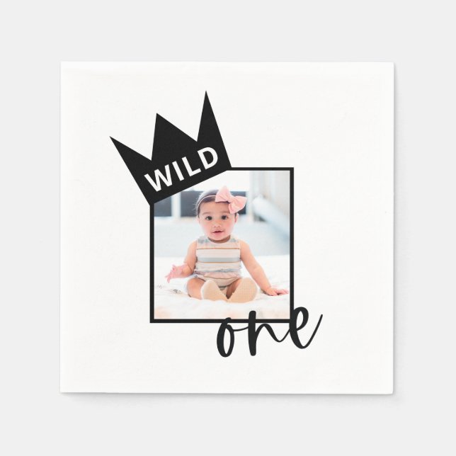 Wild One First Birthday Custom Foto Napkins Serviette (Vorderseite)