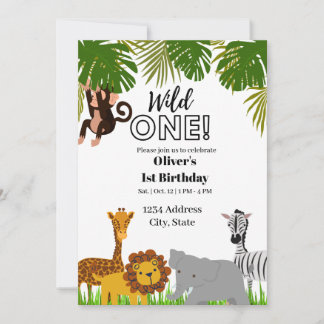 Wild one first birthday invitation einladung