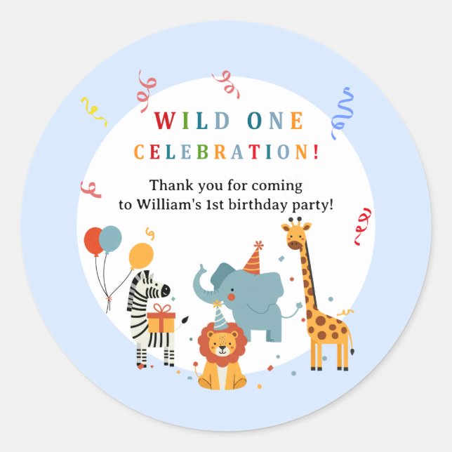 Wild One First Birthday Invitation Runder Aufkleber (Vorderseite)
