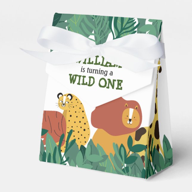 Wild One First Birthday Jungle Safari Animals Fun Geschenkschachtel (Vorderseite)