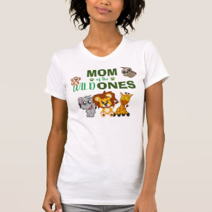 Wild One First Birthday Jungle Safari Zoo Twin Mam T-Shirt