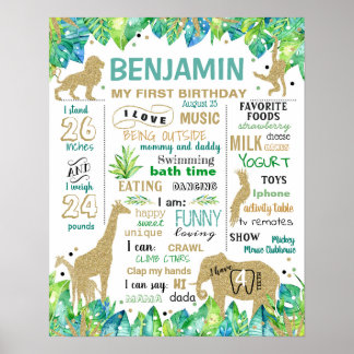 Wild one First Birthday Meilenstein Poster