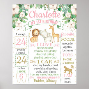 Wild one First Birthday Milestone sign für ein Mäd Poster