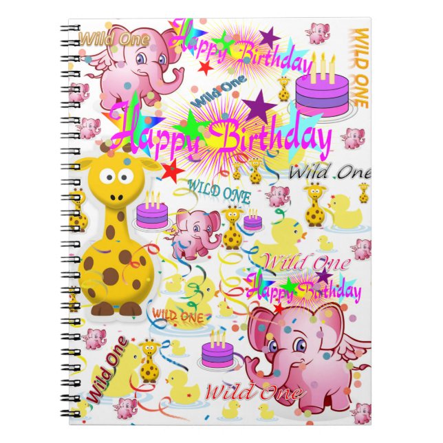 Wild One First Birthday Notebook Notizblock (Vorderseite)