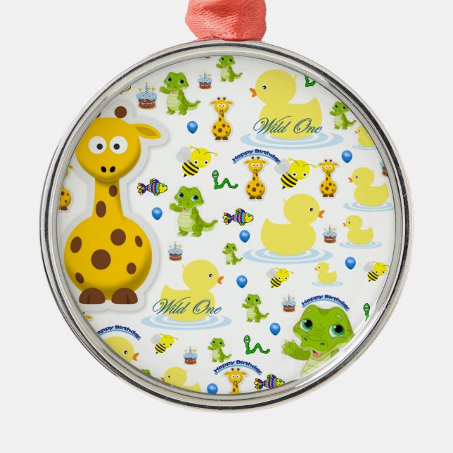 Wild One First Birthday Ornament Aus Metall (Vorne)