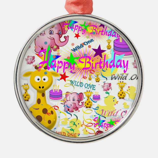 Wild One First Birthday Ornament Aus Metall (Vorne)