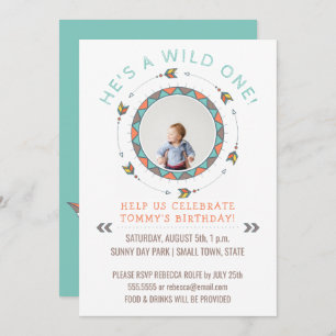 Wild One First Birthday Party Boy Stammespfeile Einladung