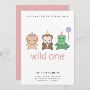Wild One First Birthday Party Einfache Einladung