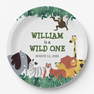 Wild One First Birthday Party Jungle Safari Pappteller