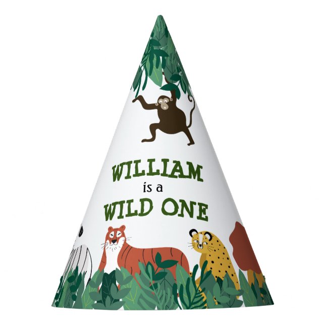 Wild One First Birthday Party Jungle Safari Partyhütchen (Vorderseite)