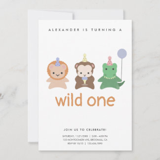 Wild One First Birthday Party Simple Einladung