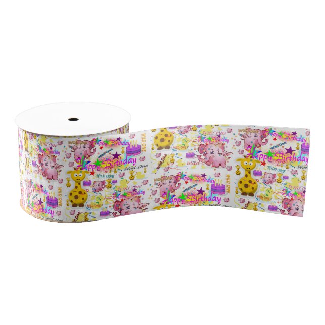 Wild One First Birthday Ribbon Ripsband (Spule)