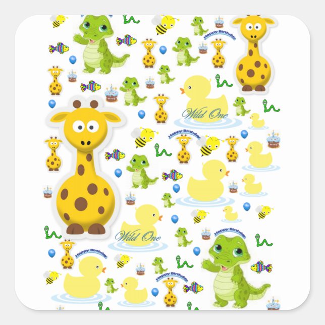 Wild One First Birthday Stickers (Vorderseite)