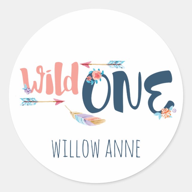Wild One First Birthday Stickers (Vorderseite)