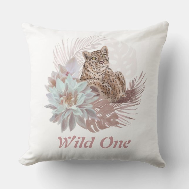 Wild One Floral Leopard Kissen (Vorderseite)
