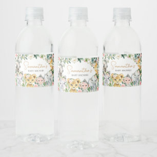 Wild One Floral Safari Baby Dusche Wasserflaschenetikett