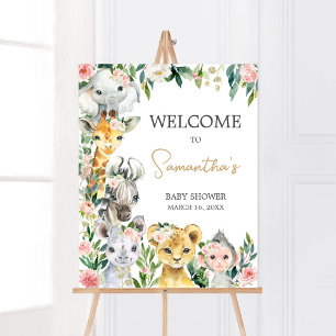 Wild One Floral Safari Baby Dusche Willkommen Poster