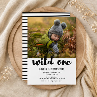 Wild One Foto Baby's First Birthday Party Einladung