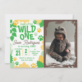 Wild One Foto-Safari-Einladungen zum 1. Geburtstag Einladung