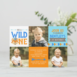 Wild One Fox 3 Foto Erster Geburtstag Einladung