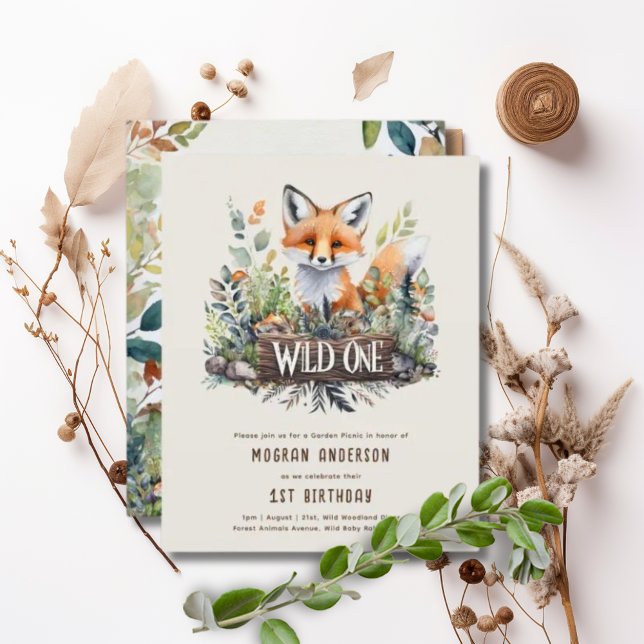 Wild One Fox Baby Woodland Animals 1. Geburtstag (Von Creator hochgeladen)
