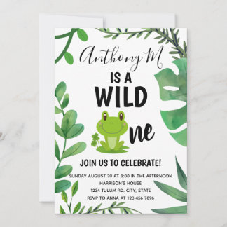 Wild ONE freundlicher Frosch 1. Geburtstag Einladung