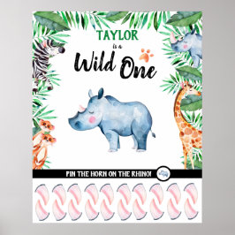 Wild One Game Safari Rhino 1. Geburtstag Jungle Poster