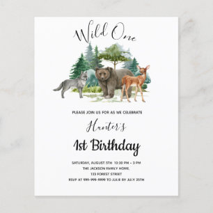 Wild One Geburtstag Wald Waldtiere Budget Flyer