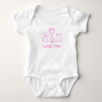 "Wild One" Giraffe, Löwe, Hippo Pink Kontur
