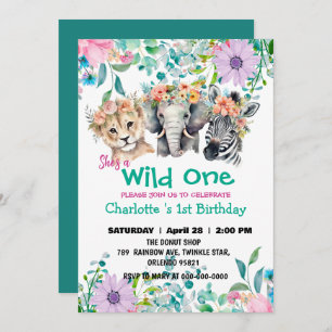 Wild One Giraffe zebra jungle 1. Tiere Geburtstag Einladung