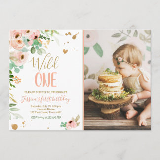 Wild One Girl 1. Geburtstag Einladung florales Pin