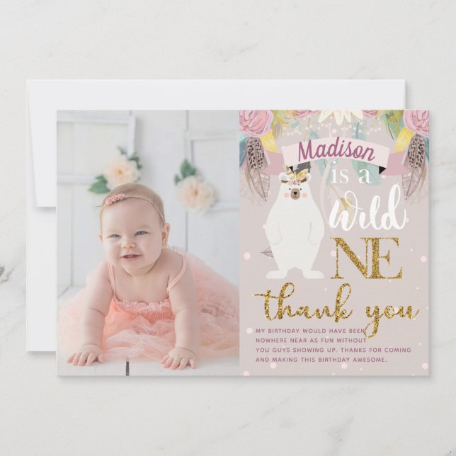 Wild One Girl Birthday Danke (Vorderseite)
