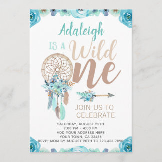 Wild One Girl Birthday Invitation, Dreamcatcher Einladung
