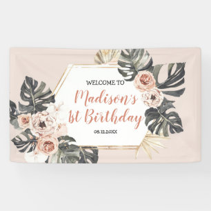 Wild One Girl Leopard Print Birthday Große Banner